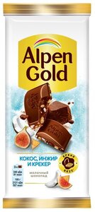 Шоколад молочный Alpen Gold кокос, инжир и крекер
