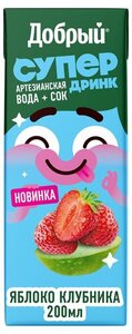 Напиток сокосодержащий «Добрый» яблоко-клубника, 200 мл