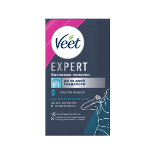 Полоски восковые Veet Expert для чувствительной кожи, 16 шт