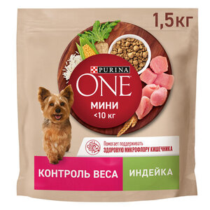 Сухой корм для собак Purina ONE с индейкой и рисом, 1.5 кг