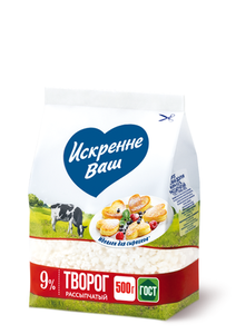 Творог Искренне Ваш рассыпчатый 9% БЗМЖ