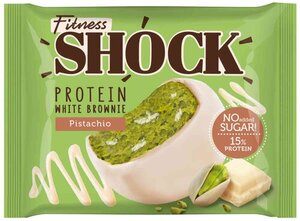 Брауни протеиновый FitnesShock Белый шоколад и фисташка